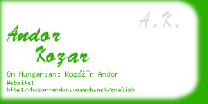 andor kozar business card